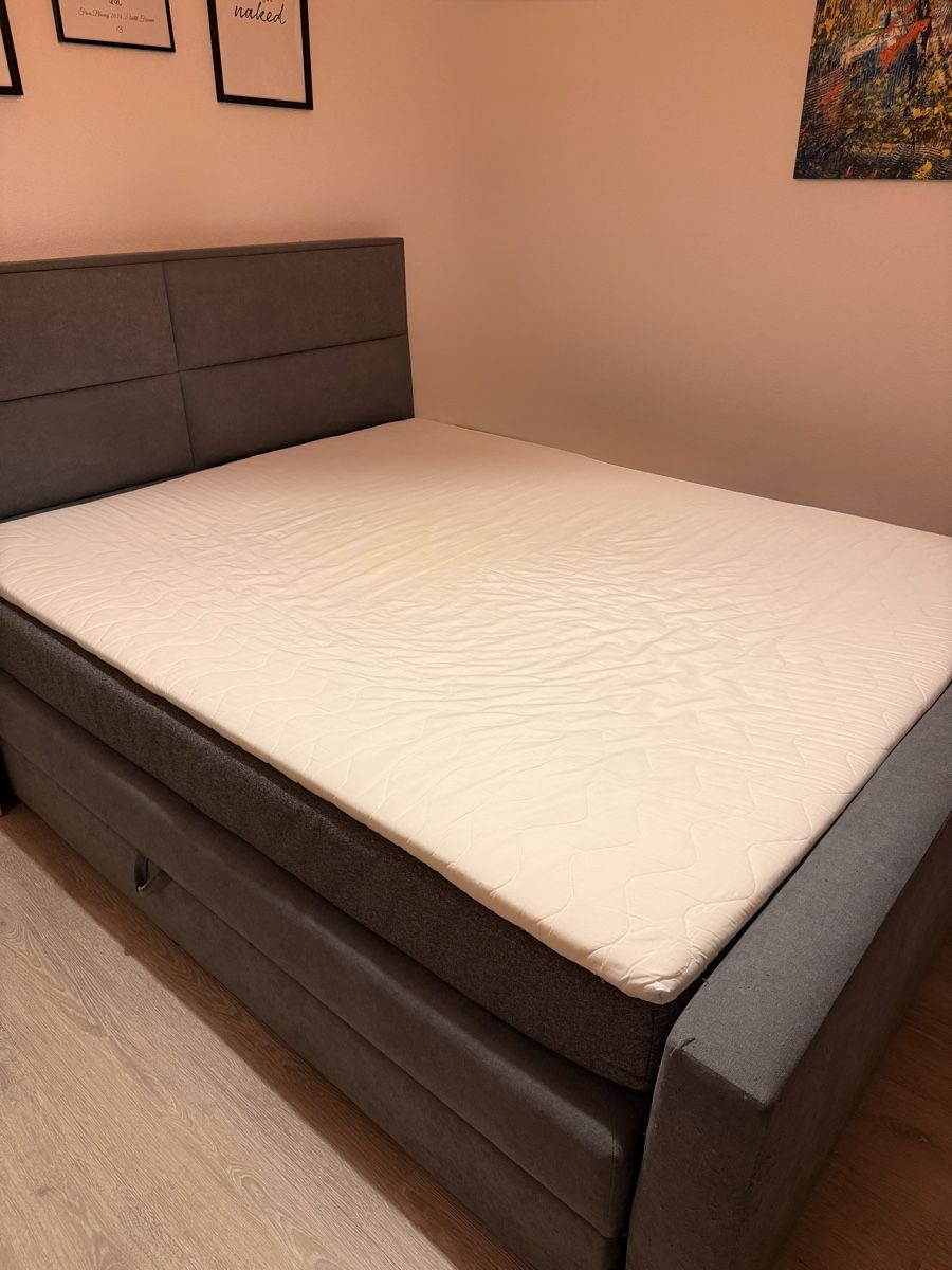 Betten: Lit boxspring 160x200cm gris avec rangements – Gebraucht aus Châtel-St-Denis von lis_c627