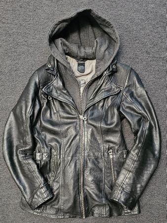 Lederjacke Gipsy mit Kapuze, 2-in-1 Gr. 34