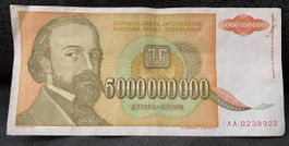 Billet Yougoslavie 5 Milliards Dinara 1993 Rare!