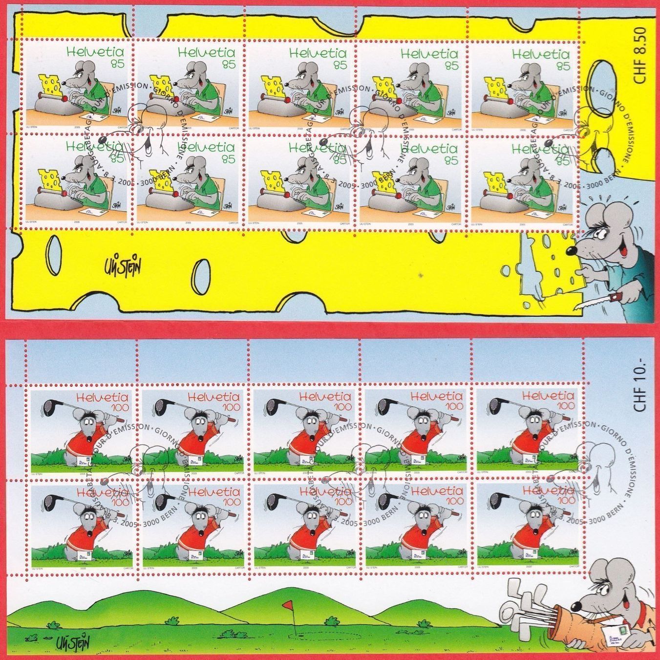 Tutti i francobolli: 2005  Kleinbogen Satz Comics  ERSTTAG   SBK.75Fr. – Nuovo (secondo la descrizione) da Adliswil venduto da Aenti