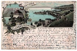 Souvenir de Clarens-Montreux, lithographie, circulée 1897