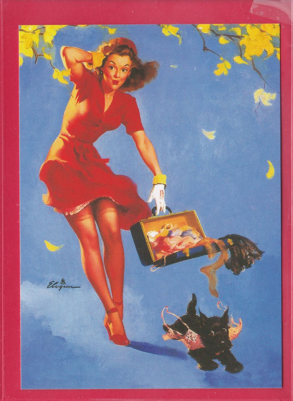 Ansichtskarten: PIN UP GIRL, WINDSTOSS – Gebraucht aus Oberrieden von Gebirgsstelze