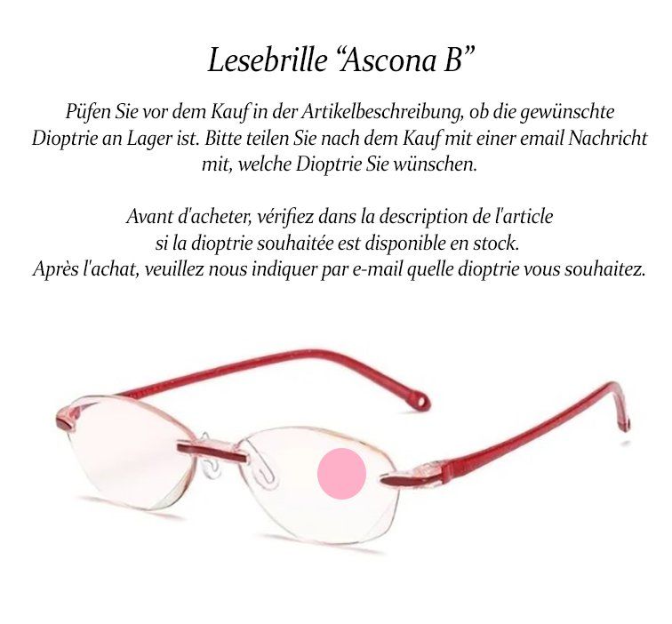 Occhiali & Lenti: Lesebrille Ascona B Rot +1.0 – Nuovo e nell'imballaggio originale da Pfäffikon SZ venduto da ANNAPURNA8091