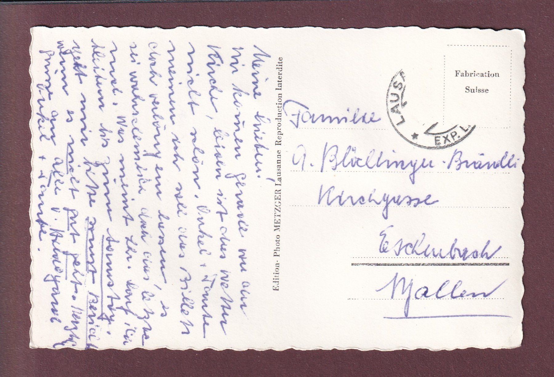 Cartoline postali: Lavaux - LUTRY - Pully // pli d'angle // – Usato da Pully venduto da nicecards 1