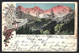 Litho Berner Oberland, Bergpanorama im E