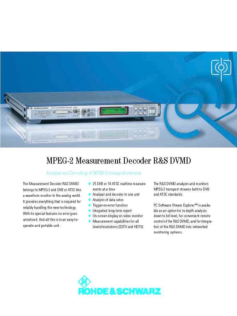 Misurare: Rohde & Schwarz MPEG2 Measurement Decoder DVMD – Usato da Unterengstringen venduto da Tnovus 2