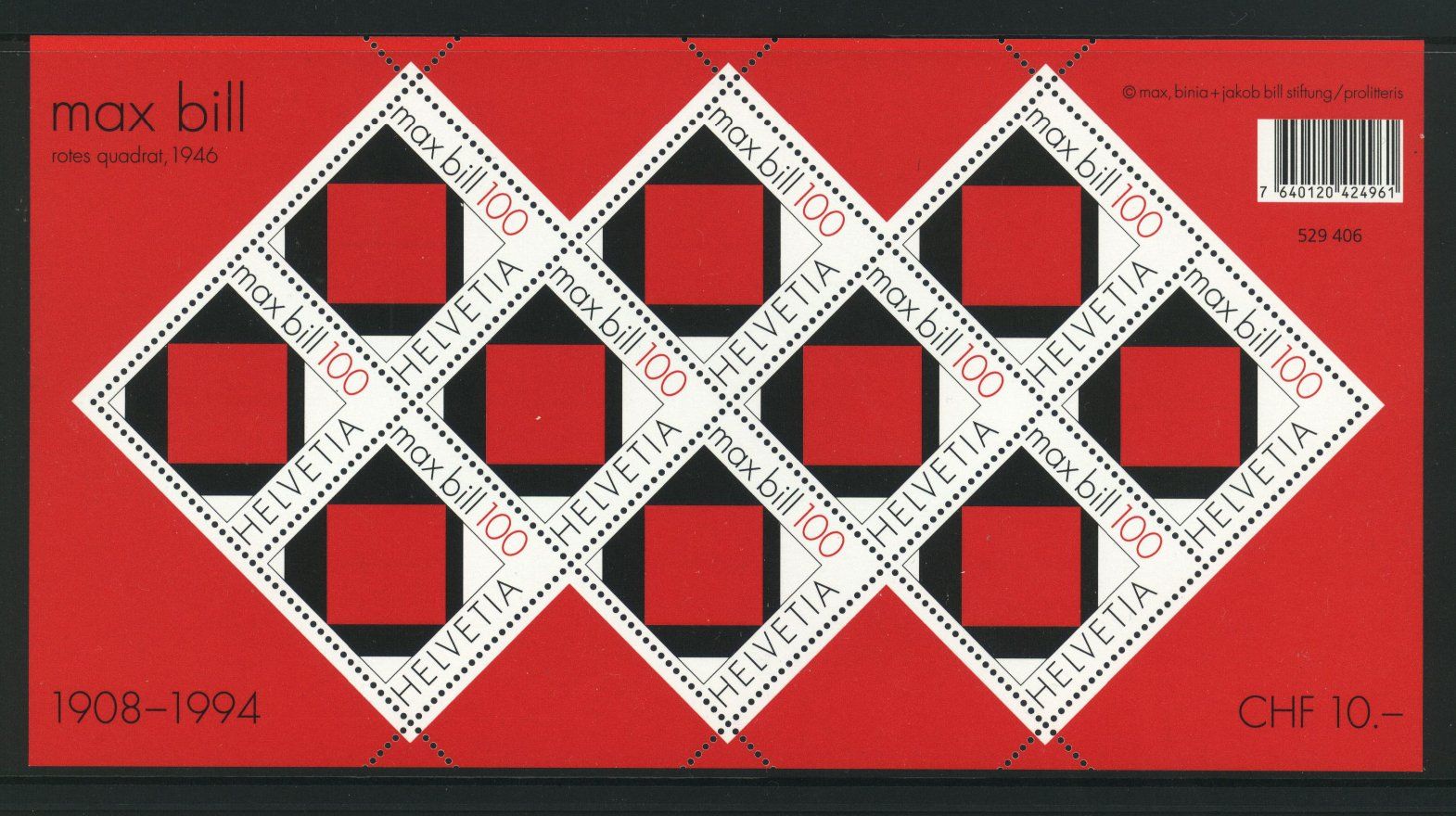 Tutti i francobolli: 2008, Sondermarken Konkrete Kunst, Kleinbogen ** – Usato da Willisau venduto da Vollstempel