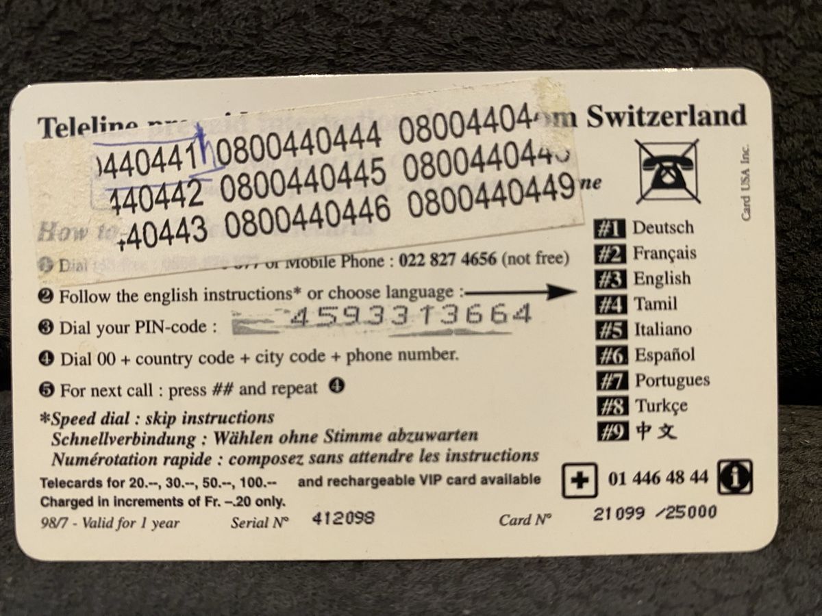 Telefon- & Taxkarten: Teleline – Gebraucht aus Lausanne von babacard10 1