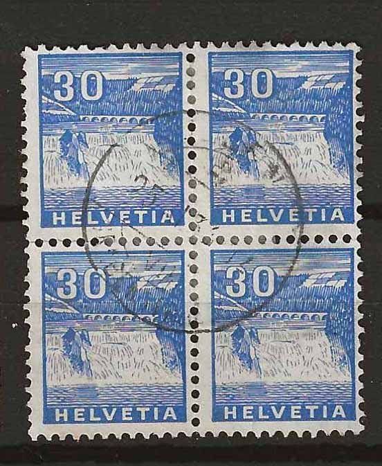 Tutti i francobolli: B0200 - Rheinfall 1934  bloc4 obl. – Usato da Trélex venduto da Phil_Albert