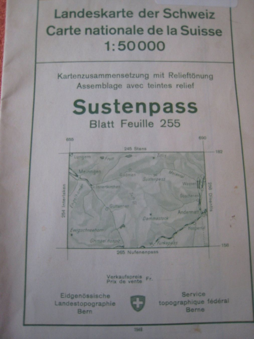 Landkarten & Atlanten: Landeskarte der Schweiz Sustenpass – Gebraucht aus Lohn-Ammannsegg von elch_55