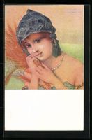 Raphael Kirchner: Junge hübsche Dame mi