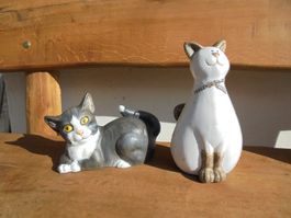 2 Katzen aus Keramik