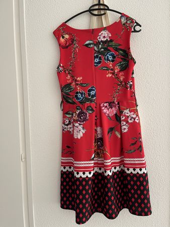 Vintage Red Floral Summer Dress - Great Condition - Size M