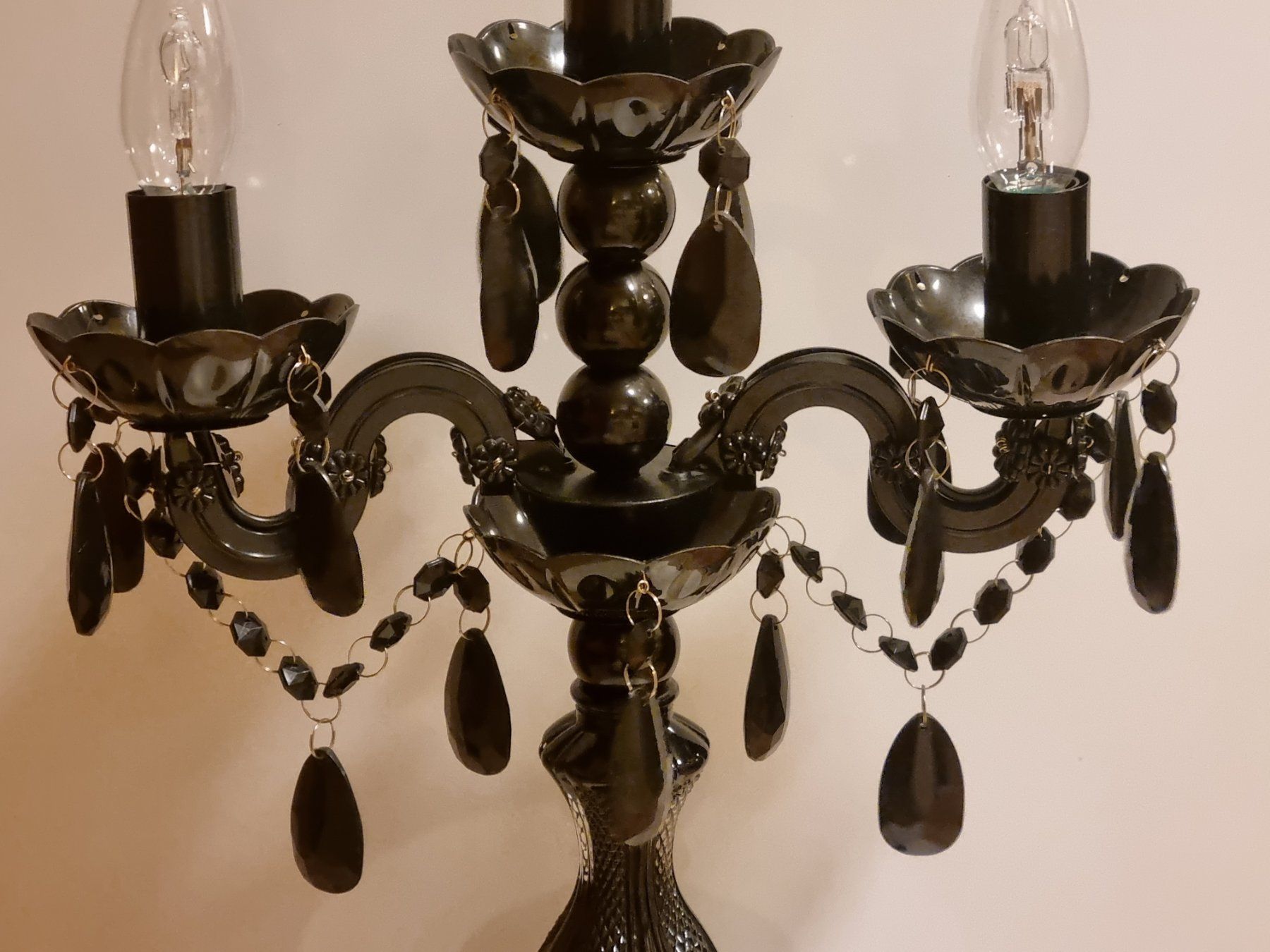 Lampen: Barock Tischlampe 3-arm Schwarz Glasfuß – Gebraucht aus Scharnachtal von devin03 2