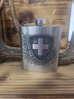 Flachmann Edelstahl mit Schweizer Wappen Motiv 