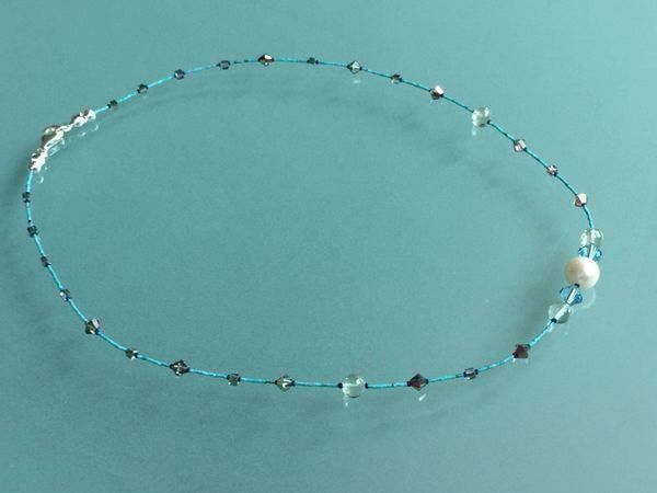 Ketten: ULTRA FEINES TÜRKIS COLLIER SWAROVSKI – Neu (gemäss Beschreibung) aus Basel von Chili007 4