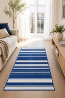 Blauer Baumwollteppich 80x150 cm – Streifenmuster