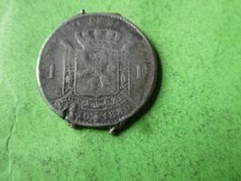Belgien 1880, 1 Franc - Silber   Rand beschädigt