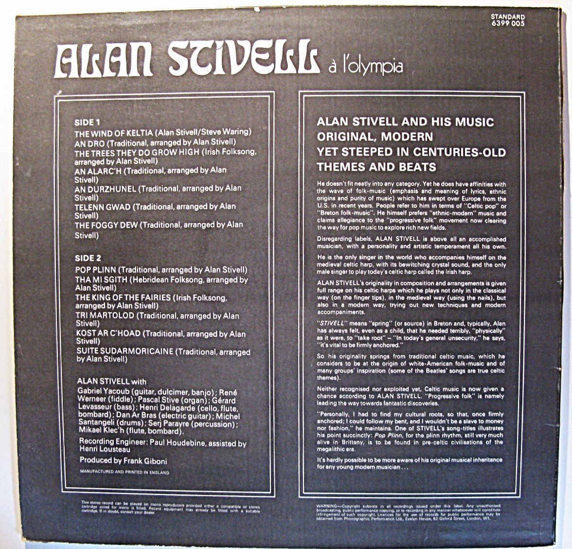 Dischi in vinile: ALAN STIVELL "À L'Olympia" LP in VG+ – Usato da Monthey venduto da Pingmub 2