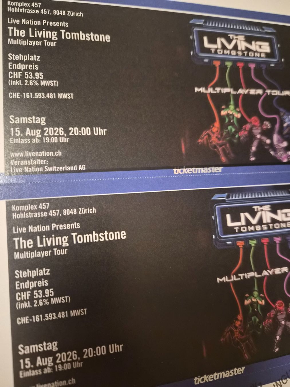 Biglietti: 2 Ticket konzert the living tombstone – Nuovo e nell'imballaggio originale da Reiden venduto da Wonderwomen 1