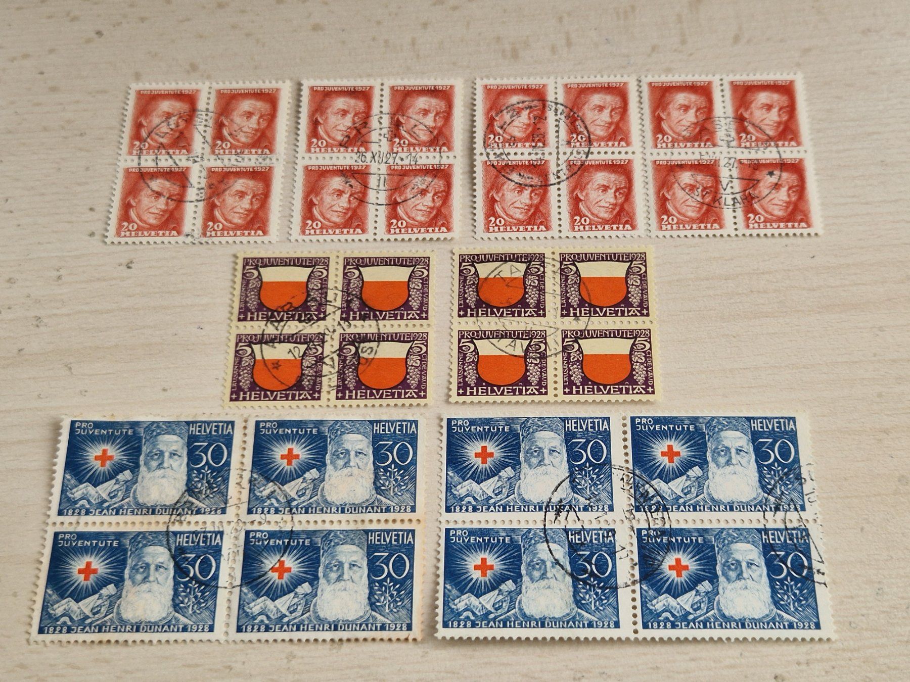 Tutti i francobolli: PJ 4er Blöcke 1927/28, ab 1.- – Usato da Burgdorf venduto da Glossy01
