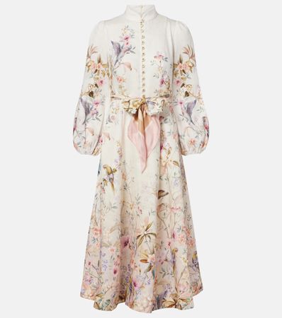 Elegant Floral Midi Dress [Linen 100%]