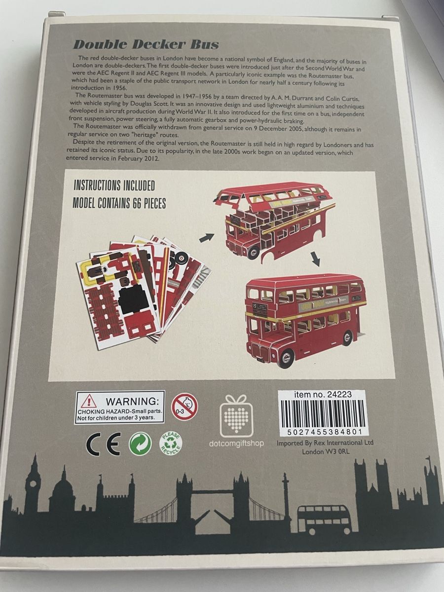 Puzzle: Puzzle 3D London Bus – Nuovo e nell'imballaggio originale da Basel venduto da Biriba 1