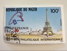 Briefmarke Republik Niger 100F Philaxfrance 89 Eiffel