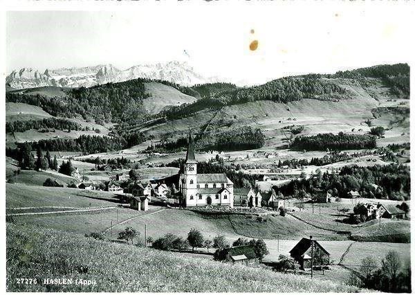 Cartoline postali: Haslen AI Dorf Ansicht  1961 mit Flecken – Usato da Ennetmoos venduto da Ambuman