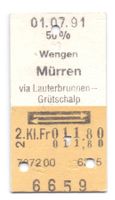 Billette Wengen - Mürren Standseilbahn