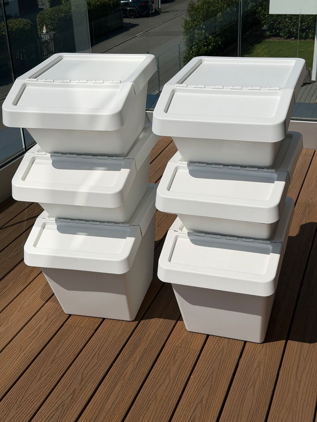 Ikea Cestini per rifiuti: 6er-Set Recycling-Boxen weiss / Stapelbare Abfalltrennsystem – Usato da Aarau Rohr venduto da HappyKoala 4