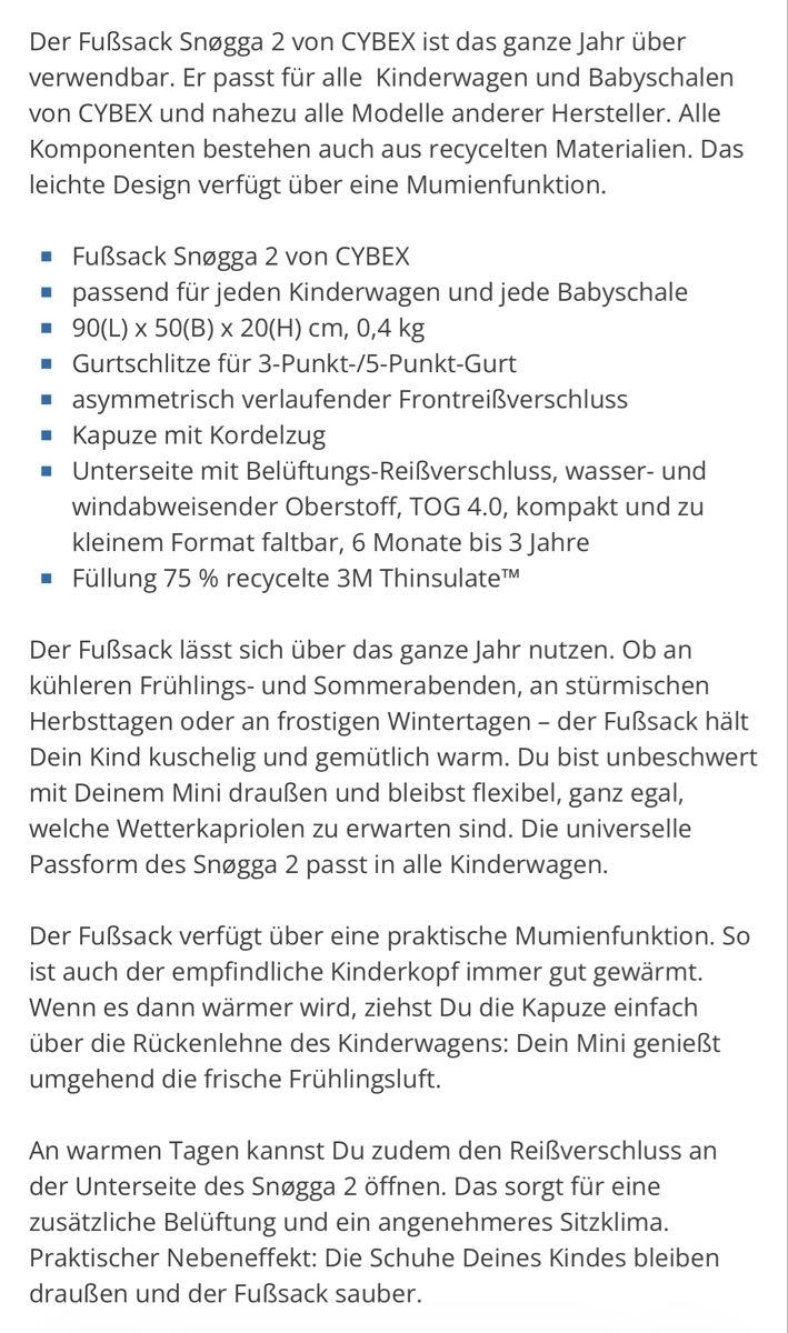 Cybex Schlafsäcke: CYBEX Snogga 2  – Neu (gemäss Beschreibung) aus Kreuzlingen von tan_7svf 2