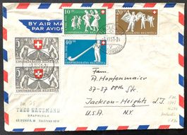 1951 Pro Patria FDC 1.06.51 Flugpost Basel - New York