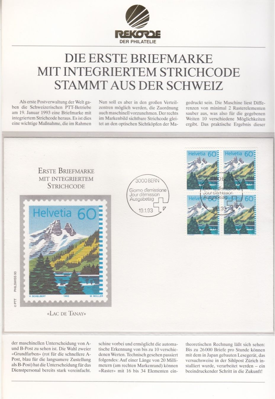 Tutti i francobolli: Rekorde der Philatelie, 5 Blatt Schweiz – Usato da Bürglen TG venduto da StampGraf 5
