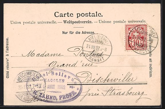 Cartoline postali: AK Macolin, Hotel Bellevue, 1902 – Usato da Berlin venduto da bartko-reher 1