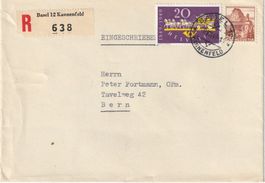 1949, R-Brief mit attraktiver Buntfrankatur gl. Wertstufen
