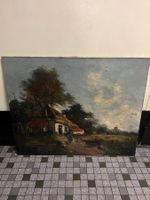 Très ancienne huile sur toile signée (légers dégâts)