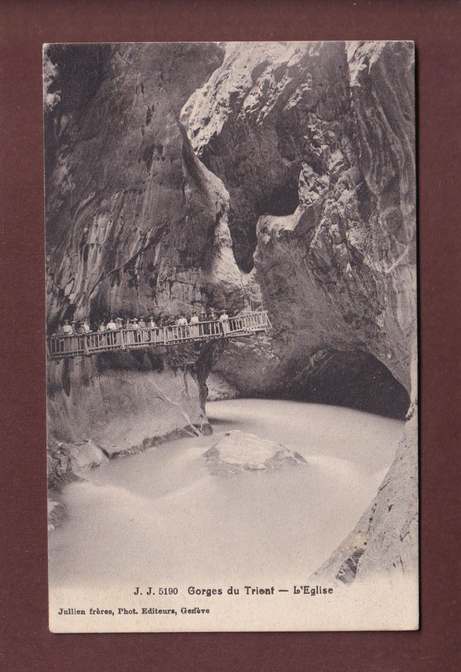 Cartoline postali: Gorges du TRIENT - L'Eglise - 1909 – Usato da Pully venduto da nicecards-shop