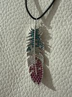 Swarovski pendentif plume sur cordon neuf!