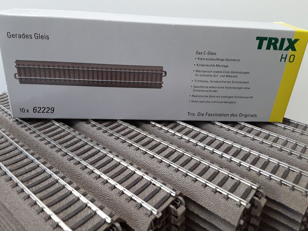 Trix H0 Gleis 62229 - Gerades Gleis 229,3mm 10er Pack Für Modelleisenbahn