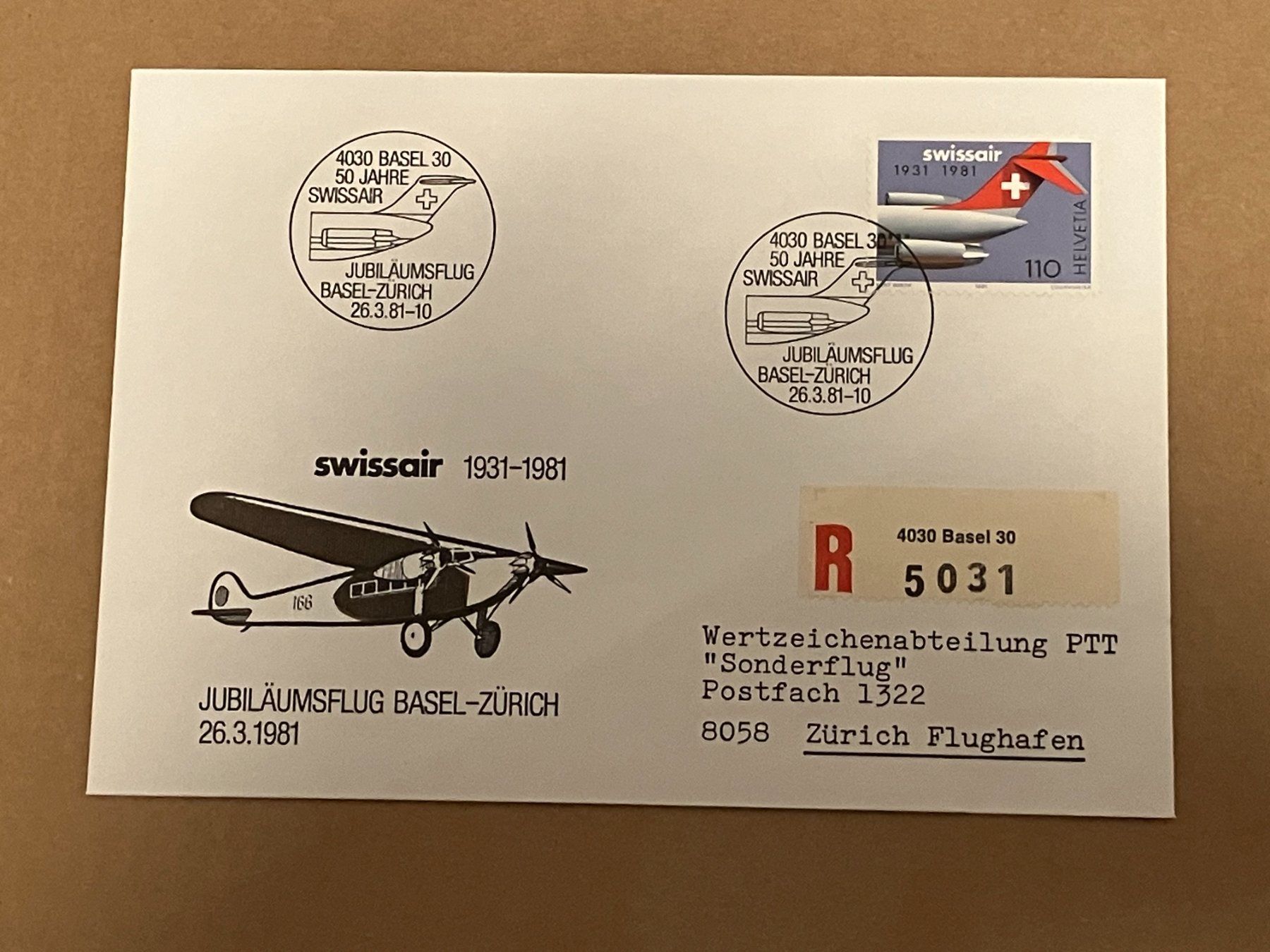 Alle Briefmarken: Swissair Einschreiben – Gebraucht aus Koblenz von Markenhimmel