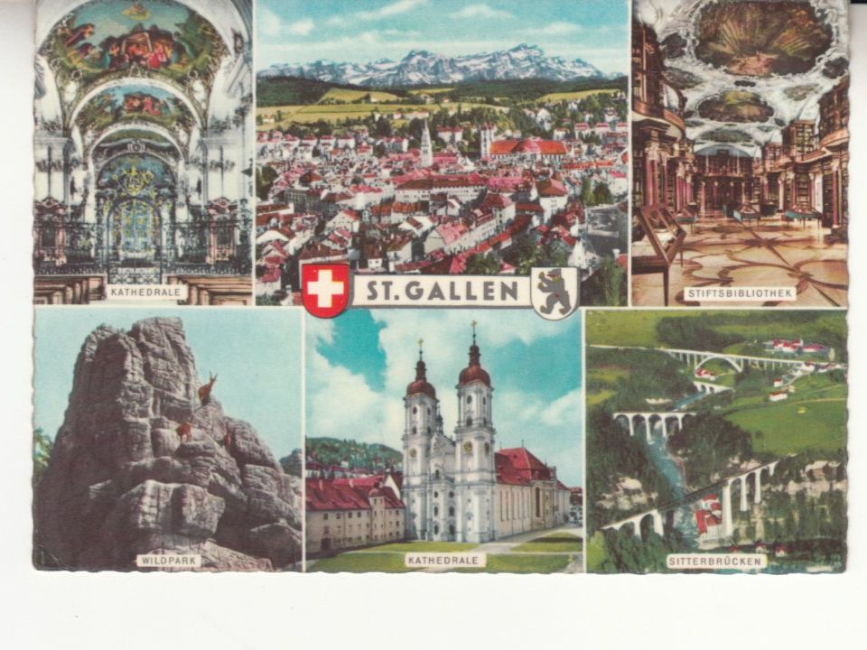 Ansichtskarten: St. Gallen 1958 coloriert – Gebraucht aus Bürglen TG von StampGraf