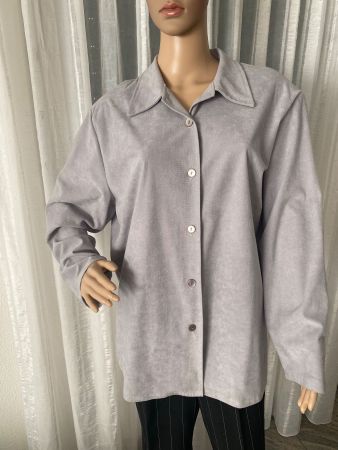 Perfekter Auftritt - Kunst-Leder-Bluse, grau, Gr. M