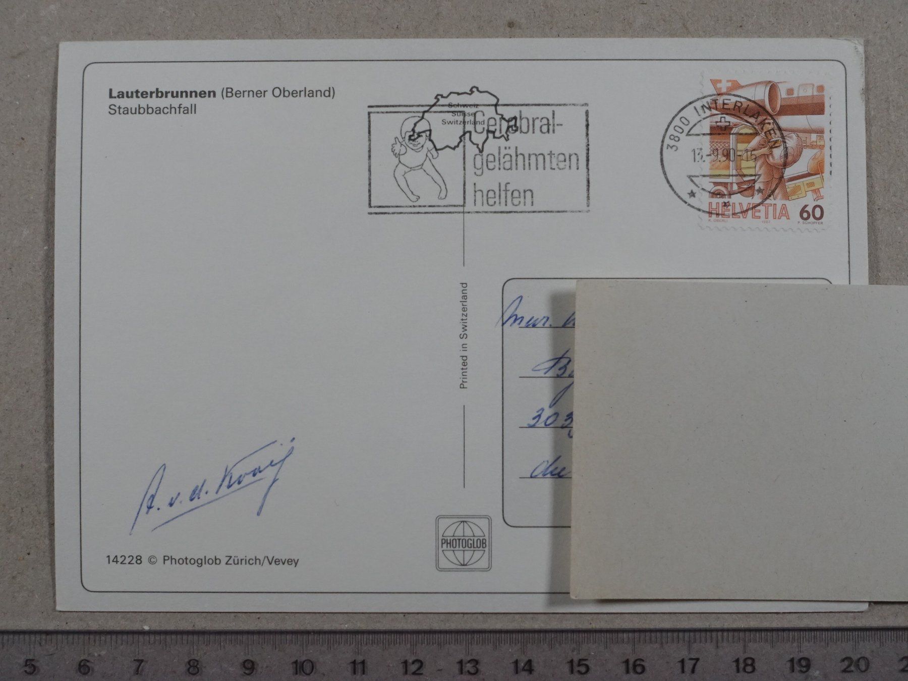 Cartoline postali: Lauterbrunnen, Staubbachfall, 1990 – Usato da Lenzburg venduto da fh1 1