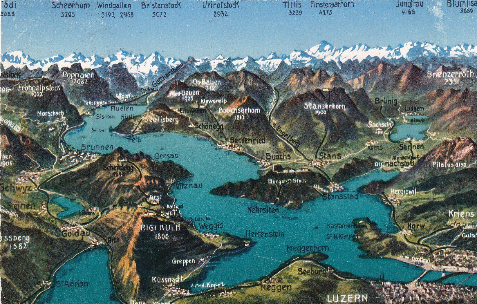 Cartoline postali: Luzern Panorama  1952 – Usato da Cormoret venduto da Pascalll2001