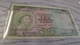 10 Rupien Ceylon 16. Oktober 1954 guter Zustand