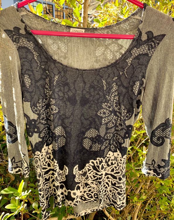 Pull Bohème Dentelle Cache Cache Noir - Taille M (38) - Occasion Très Bon état