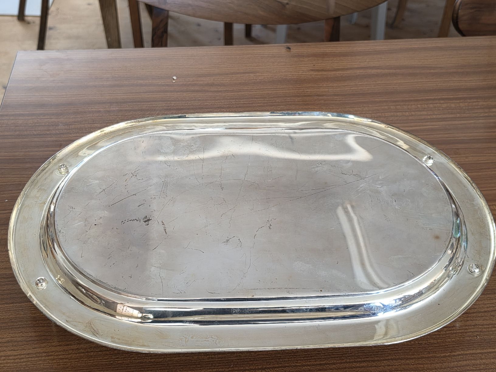 Piatti di portata: Tablett oval mit Griffen versilbert gebraucht – Usato da Mettlen venduto da elios0888 7