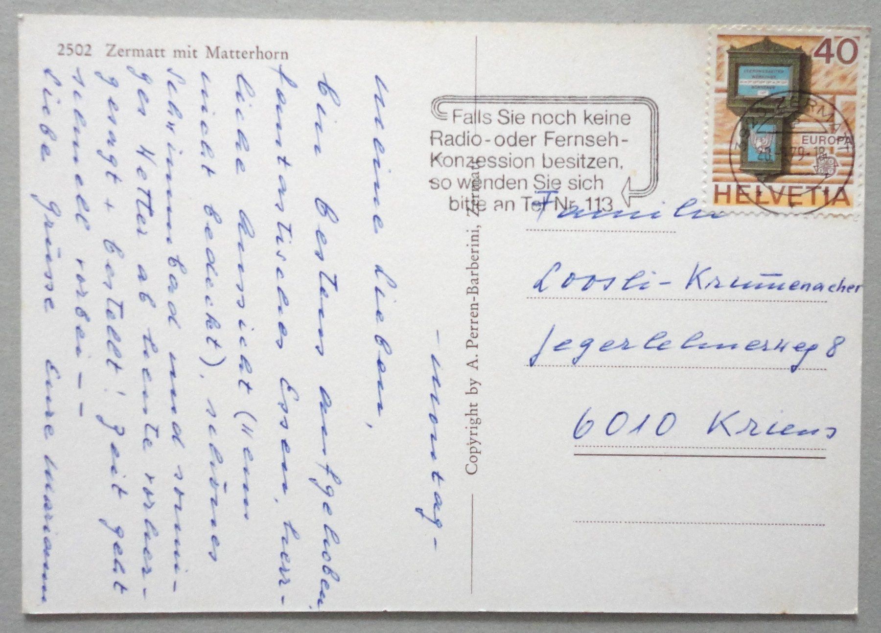 Cartoline postali: Zermatt mit Matterhorn – Usato da Fétigny venduto da Billy2miny 1