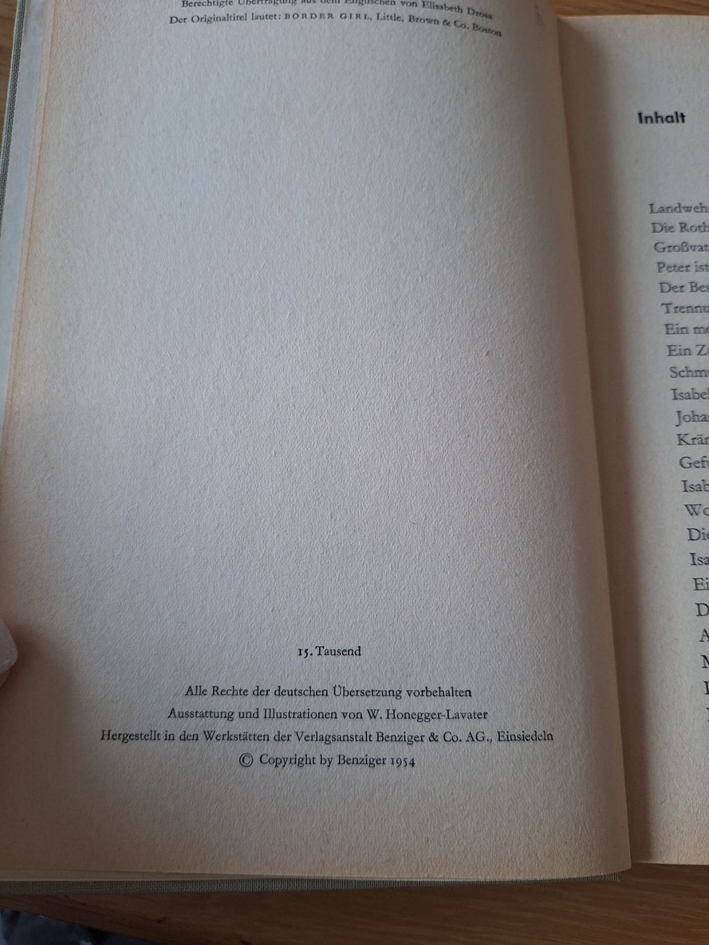 Libri: Buch Das Grenzermädchen Genoveva Fox Benziger – Usato da Wanzwil venduto da chlinih93 1